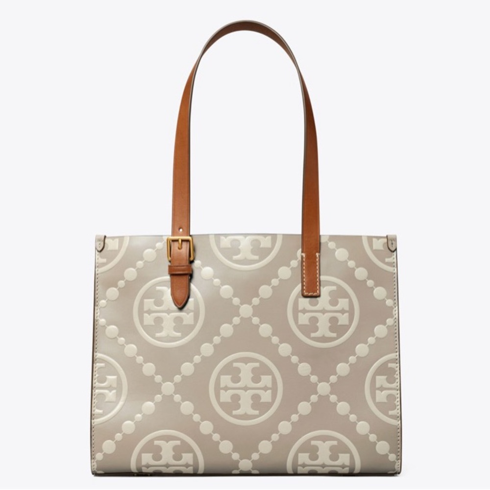 Tory Burch 
Small T Monogram Contrast
Embossed Tote